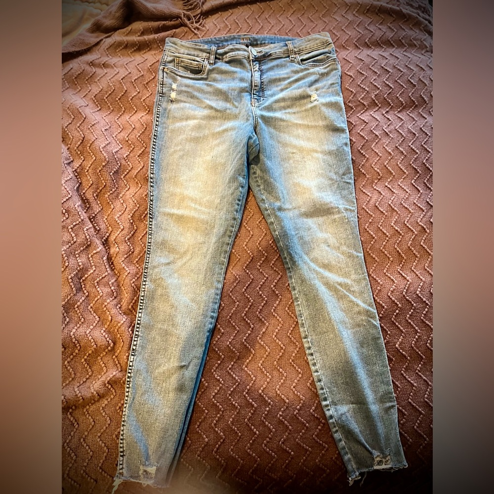 Kut From The Kloth Fab Toothpick Skinny Jeans Size 16 High-Rise Frayed Hem